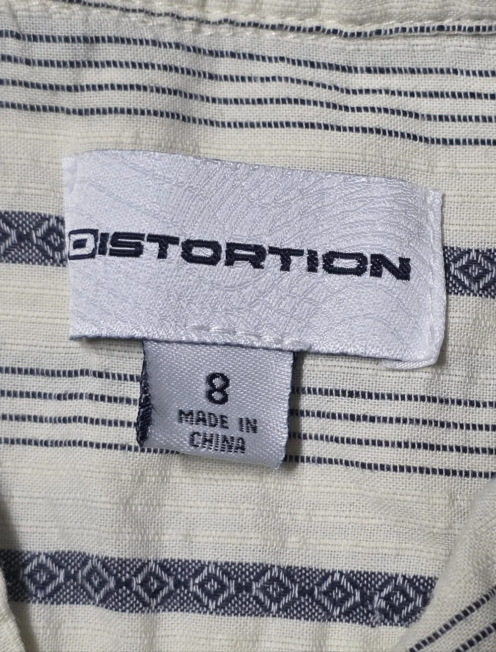 Distortion Boys Western Style Button Up Shirt Cream and Blue Size 8